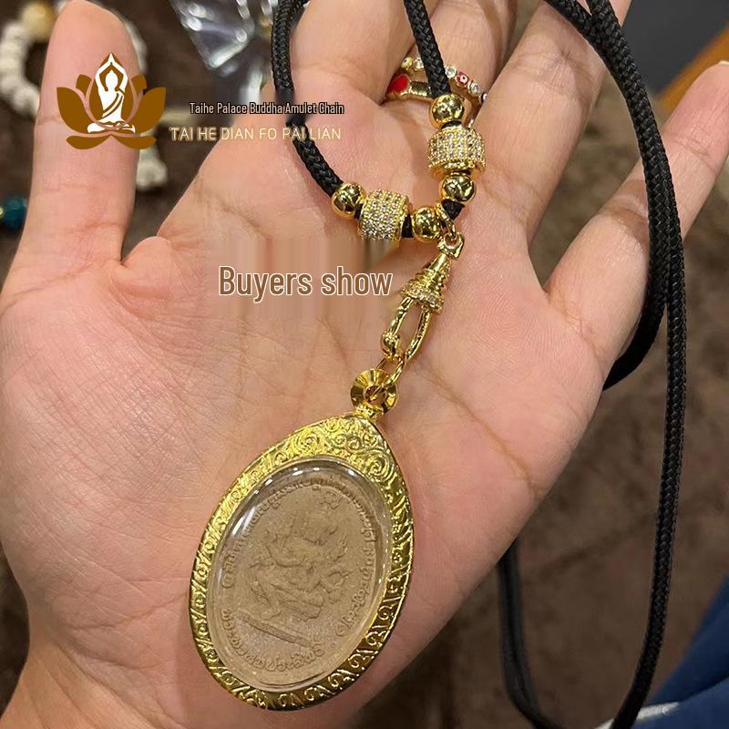 Gold Thangka Amulet Adjustable Necklace Pendant