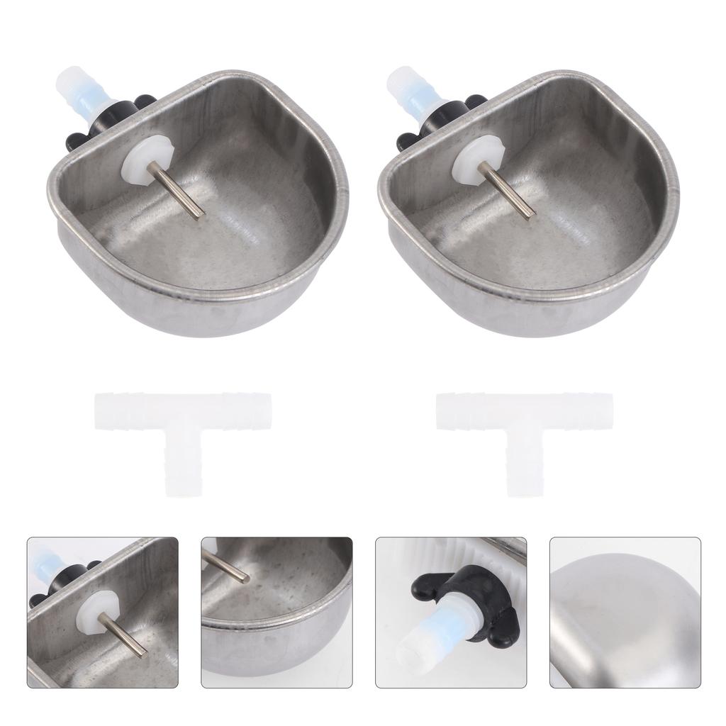 2 комплекта контейнерная поилка для кроликов, фонтан для воды, бутылки из нержавеющей стали, диспенсер для кур, пластиковая кормушка