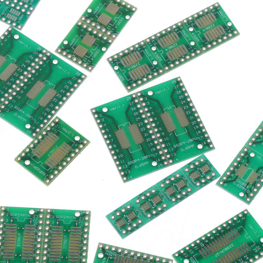 35PCS PCB Board Kit SMD Turn To DIP Adapter Converter Plate SOP MSOP SSOP TSSOP SOT23 8 10 14 16 20 28 SMT To DIP