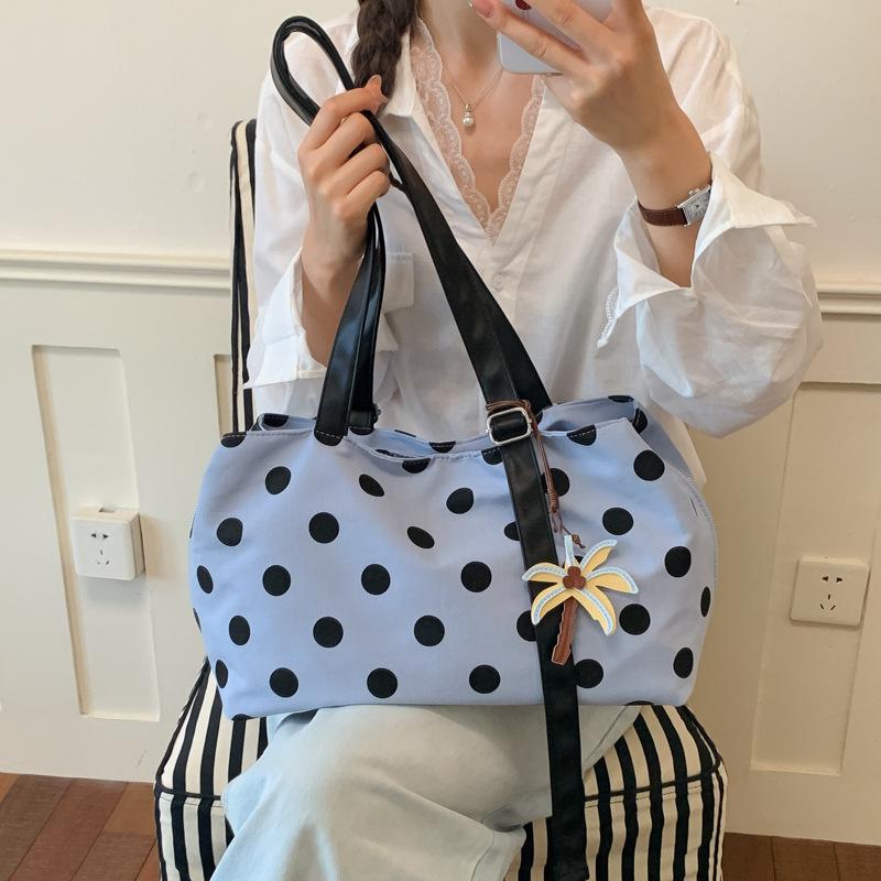 This Year, The Popular Polka Dot Canvas Bag Women'S New Commuter Shoulder Tote Bag Large-Capacity Messenger Bag