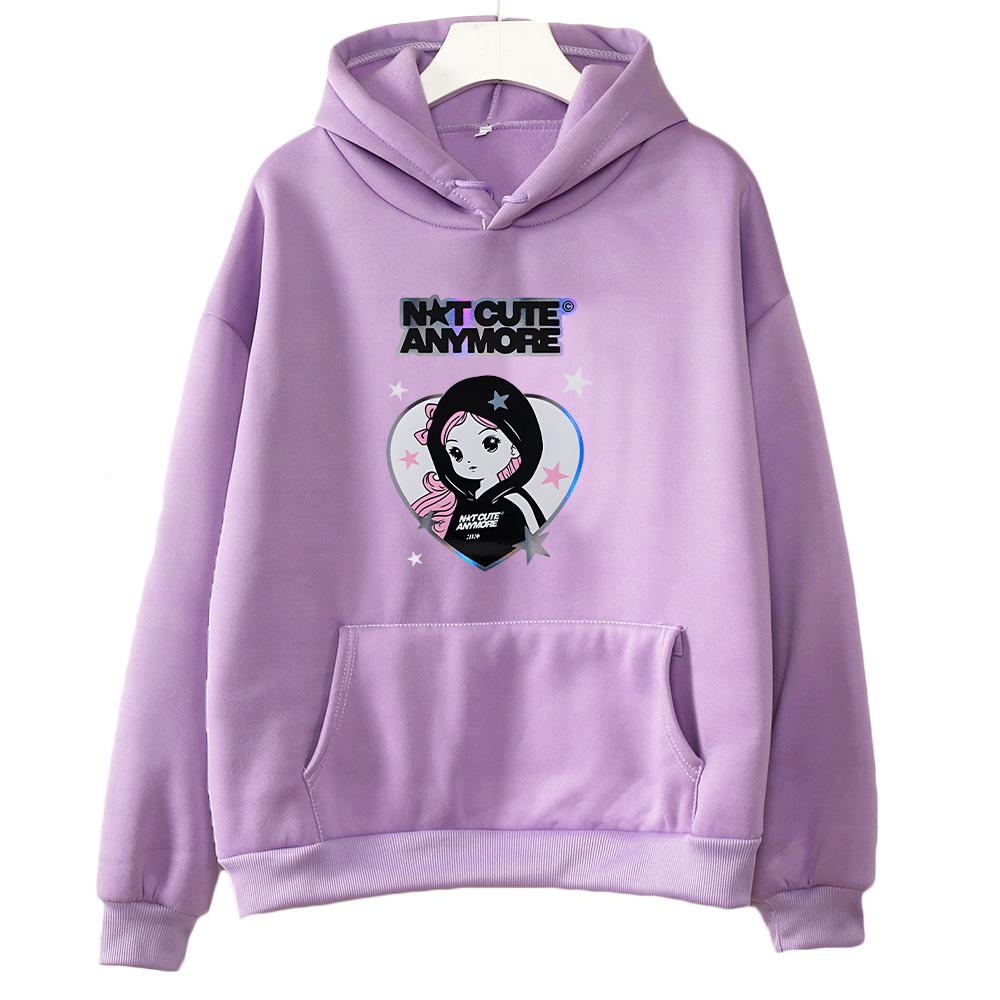 Корея K-pop ILLIT Толстовки Группа ILLIT Больше не милые Принт Одежда Мужчины Женщины Тренд Y2k Пуловер Унисекс Повседневный Флис Уличная одежда