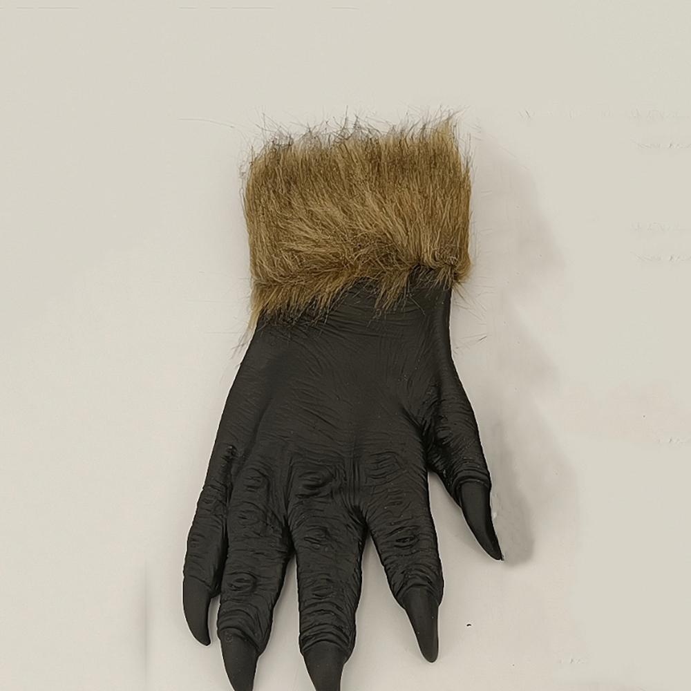 1 пара перчаток Wolfman Искусственный костюмный реквизит Хэллоуин Новинка Черный+Коричневый Для взрослых