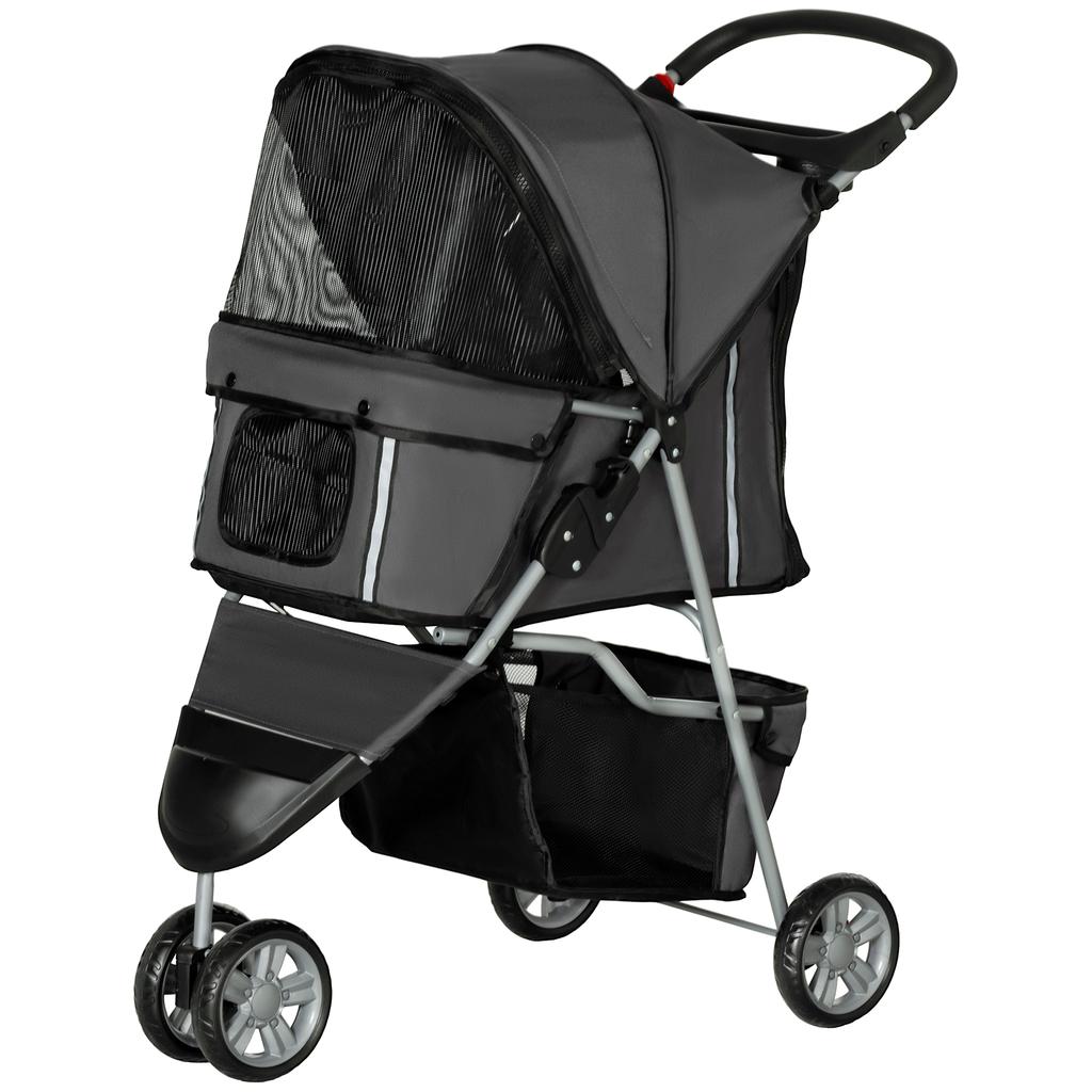 Dog Stroller Dog Buggy, Foldable, for Dogs & Cats up to 10 kg, 75 x 45 x 97 cm, Dark Gray
