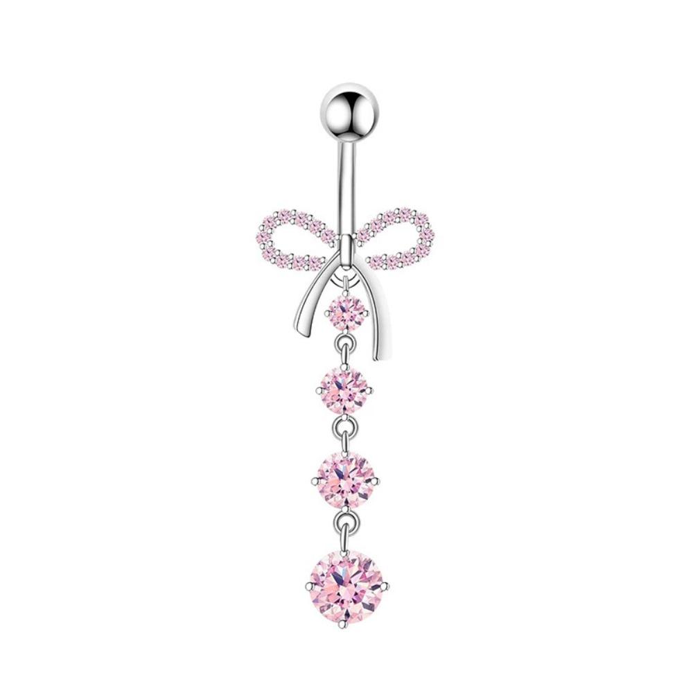 Copper Zircon Belly Button Ring Long Dangled Body Jewelry Sexy Stainless Steel Navel Piercing  Men