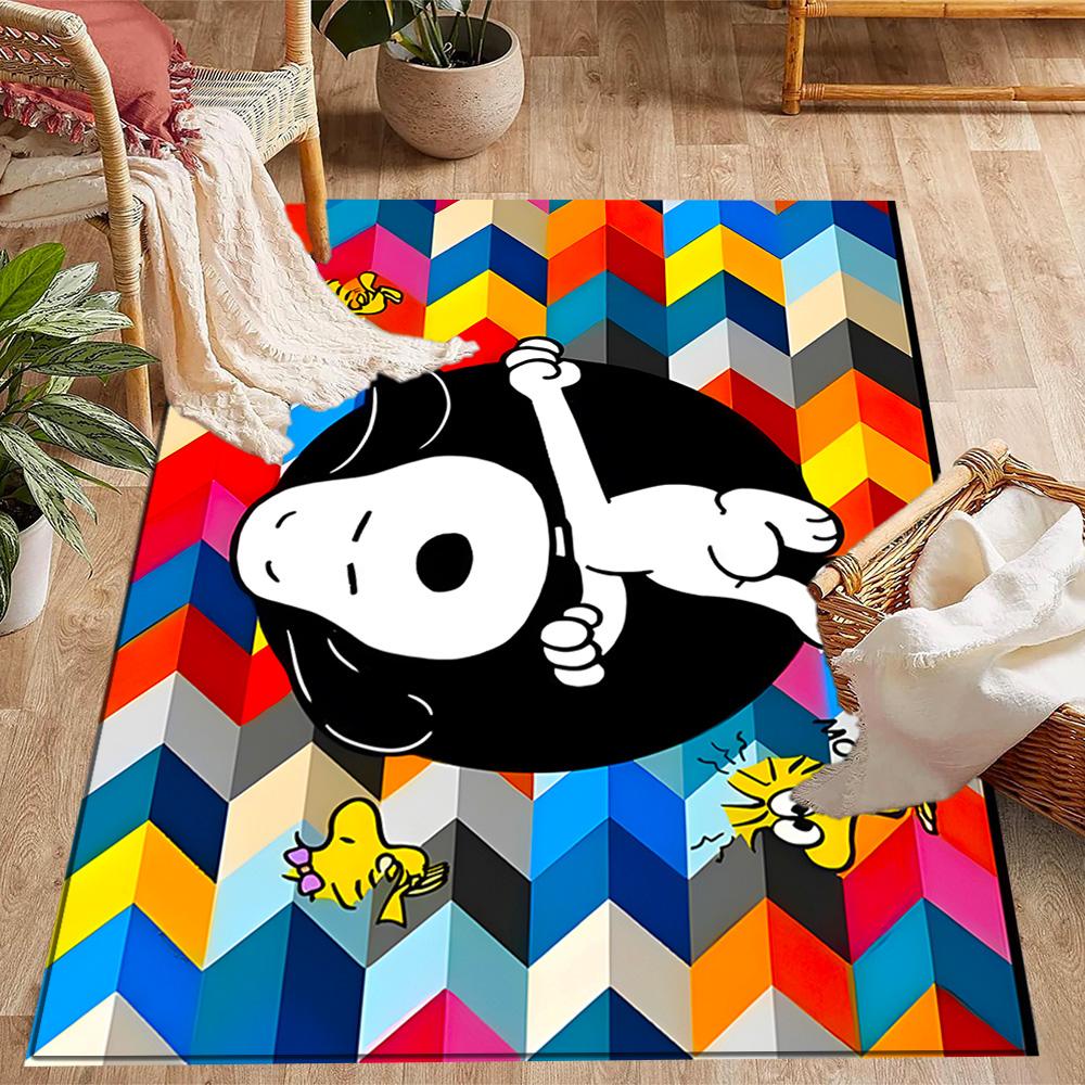 Snoopy And Woodstock Friendship Themed Anti-Slip Rugs - Polyester Home Decor, Suitable for Bedrooms, Living Rooms, Doorways, Studios, and Decorations