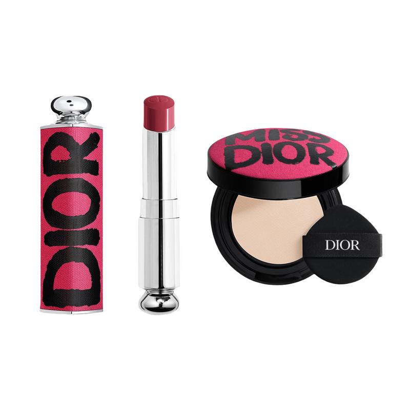 Dior Потрясающий Розовый Ограниченный Сатиновый Lock Cushion Тональная основа-кушон Помада Набор для макияжа Кремовая кожа Шелковистая Натуральный Усиливающий цвет Помада #667+Сменный блок #0N