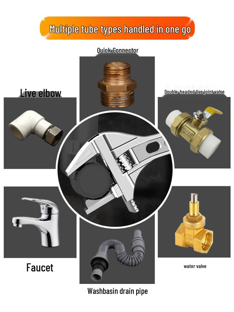 Large Opening Bathroom Wrench for Multifunctional Faucet, Hydronic Heating, and Drain Pipe Installation
