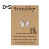 2Pcs/Set Friendship Necklace Meaningful Bright Luster Adjustable Extension Chain Decoration Gift Best Friend BFF Sister Butterfly Pendant Necklace