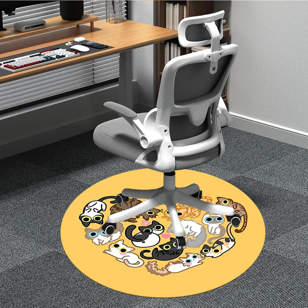 1pc Cat Love Office Round Area Rug, Mat Suitable For Office, Under Office Chairs Bedroom Living Room Home Decor, Room Deco