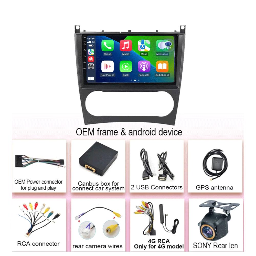 Для Mercedes/Benz/CLK/W203/W209/W219 W169 A160 C180 C200 GPS Навигация Видеоплеер Автомагнитола 8+128ГБ Android 14 Авто Видео