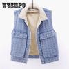 Новый осенне-зимний утепленный ковбойский жилет из овечьей шерсти, женский корейский джинсовый жилет, женский топ, повседневная джинсовая куртка