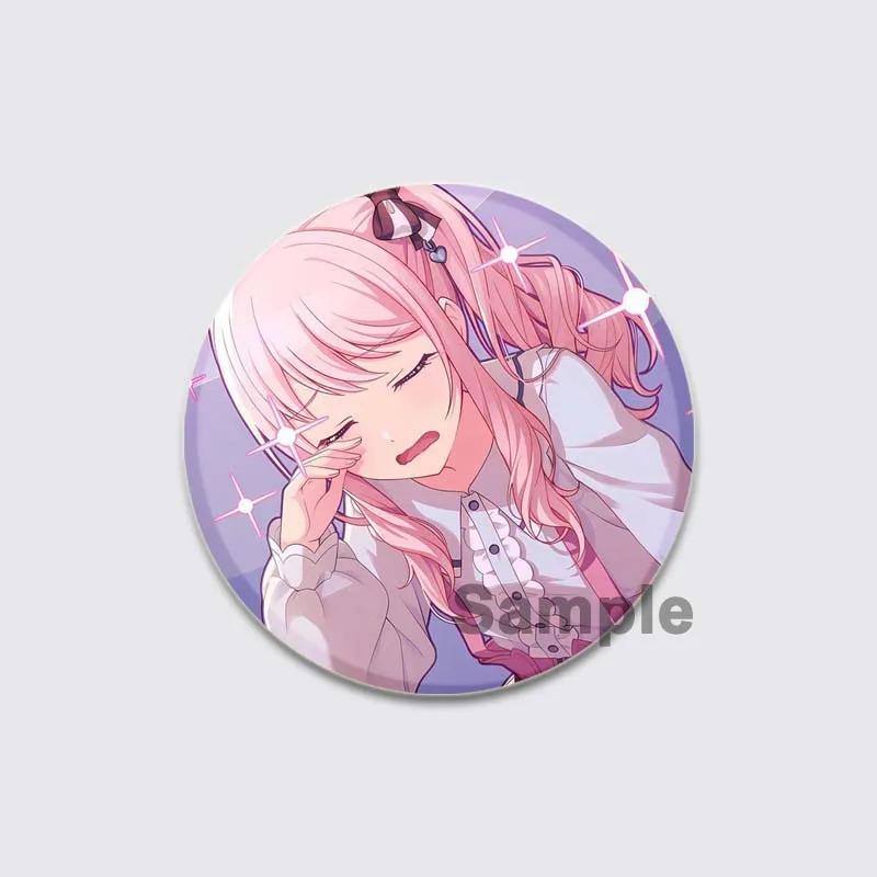 32/44/58mm Anime Mizuki Akiyama Badges Project SEKAI Brooch Round Brooches Jewelry Creative Art Pins for Backpack Decor Gift Accessory