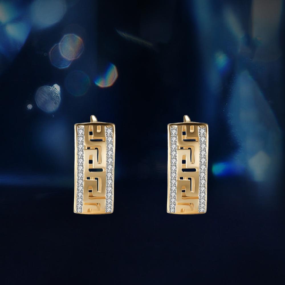 14-каратное золотое покрытие Great Wall Hoop серьги AAA Белый циркон медь индивидуальные женские серьги