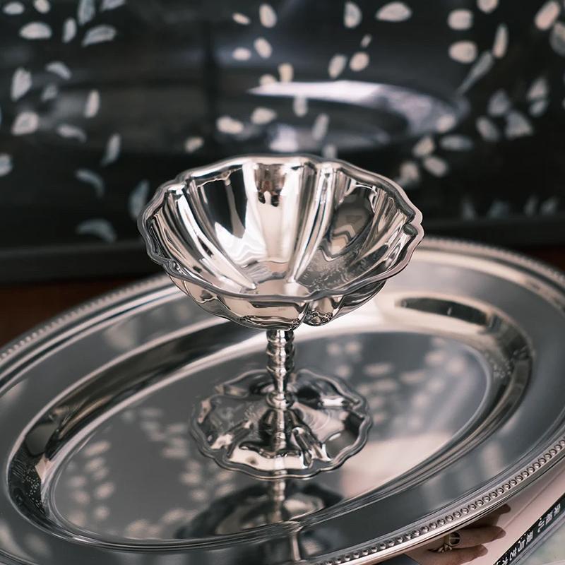 1 шт., чашка для мороженого из нержавеющей стали, фруктовая чаша, высокая чашка для молочного коктейля, высокая красивая салатница, декоративная для барной вечеринки