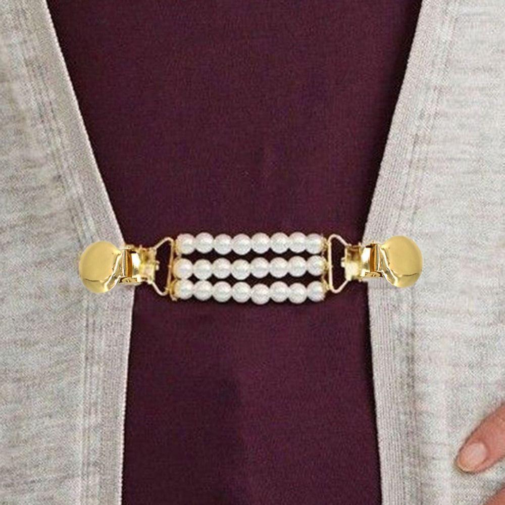 2pcs Flower Shawl Brooch Pearl Duck Clip Clasps Trendy Sweater Blouse Pin Four Seasons