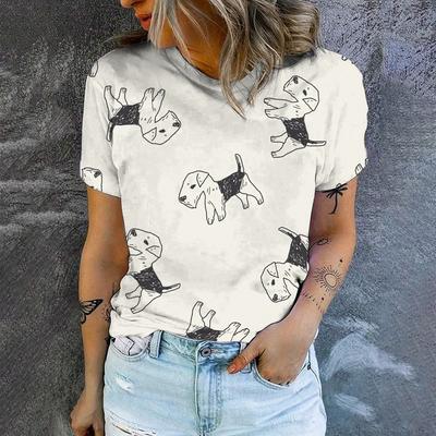 Высококачественная футболка с рисунком из мультфильмов, простая, с коротким рукавом, повседневная, свободная, с круглым вырезом, с коротким рукавом, летняя, модная, трендовая женская футболка