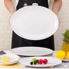 Овальные белые меламиновые тарелки 9-14 дюймов Набор для ужина Имитация фарфоровой посуды Плоские тарелки для стейка Кухонный и столовый сервиз Прочный