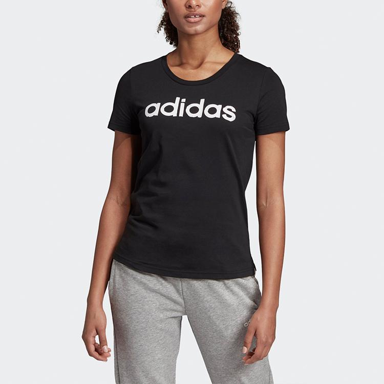Adidas Футболка с коротким рукавом и круглым вырезом, с логотипом, повседневная, женская, черная EI4569
