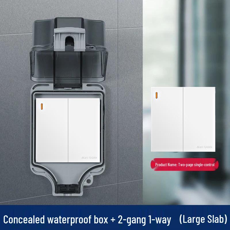 IP66 Waterproof Double-Control Switch with Outdoor Splash-Proof Cover, Wall-Mounted 86 Type Two-Gang/Three-Gang.
