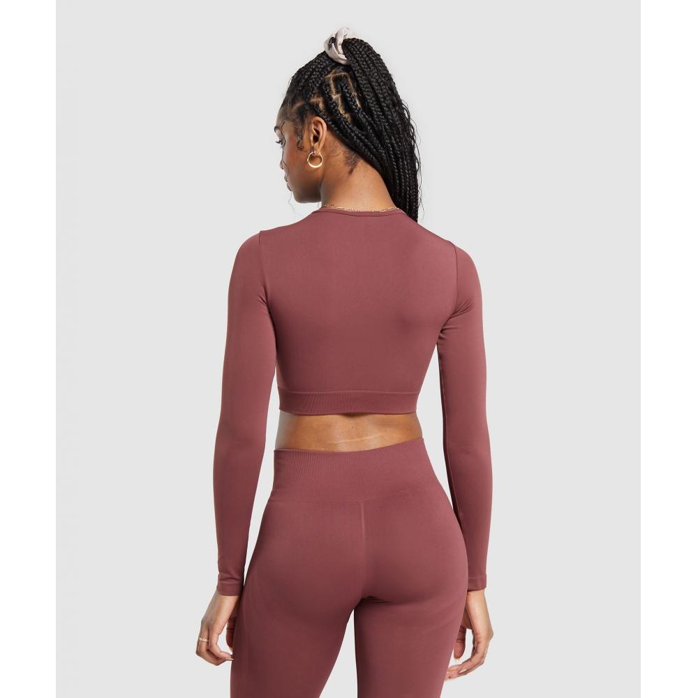 Gymshark Повседневный бесшовный укороченный топ с длинными рукавами бордового цвета B7a2s Rbqv