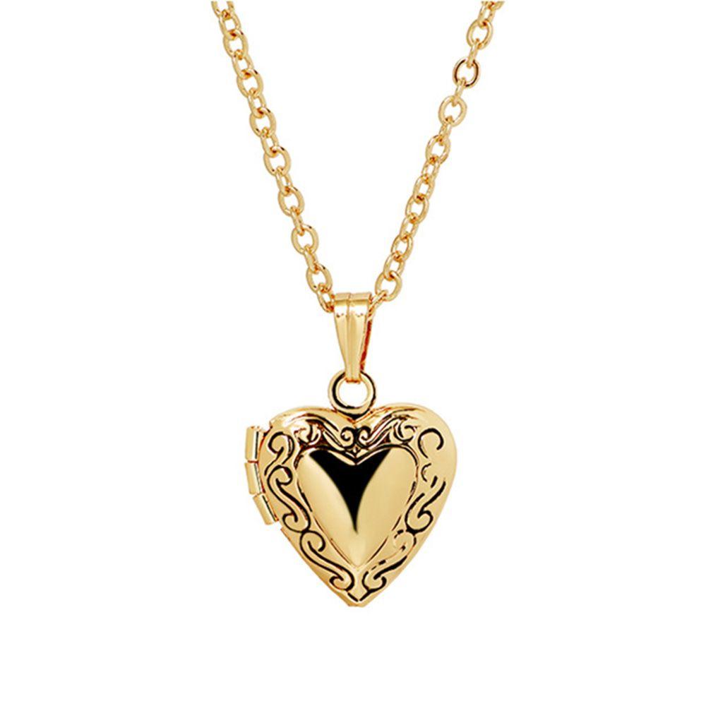 Lover Chain Jewelry Forever and Always Carved Heart Shaped Pendant Photo Picture Locket Necklace