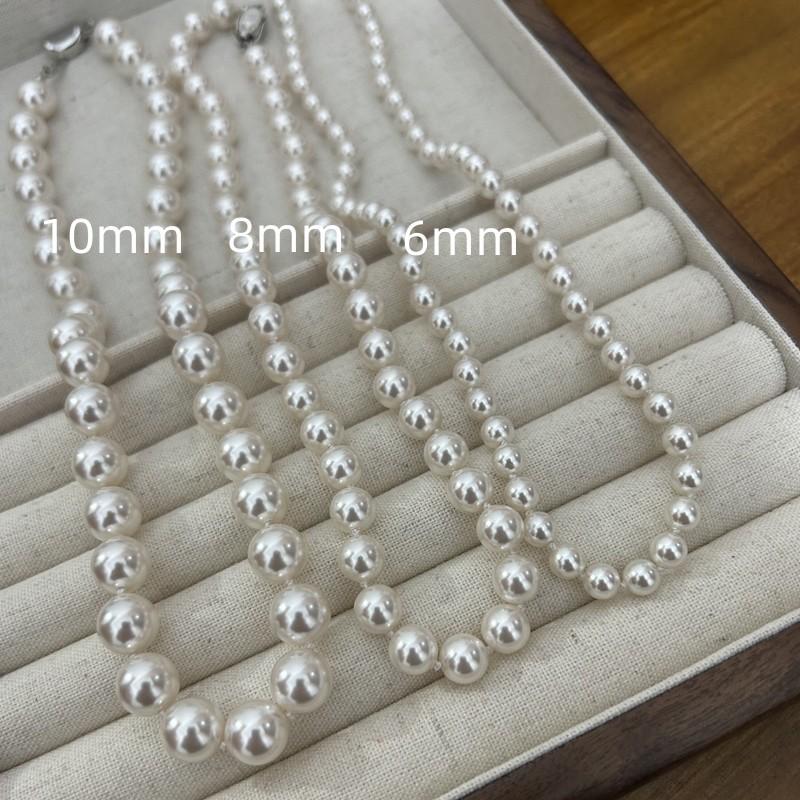 1 шт. Круглое, яркое, искусственное жемчужное ожерелье, французский узел, легкая роскошь, высококачественная цепочка для свитера