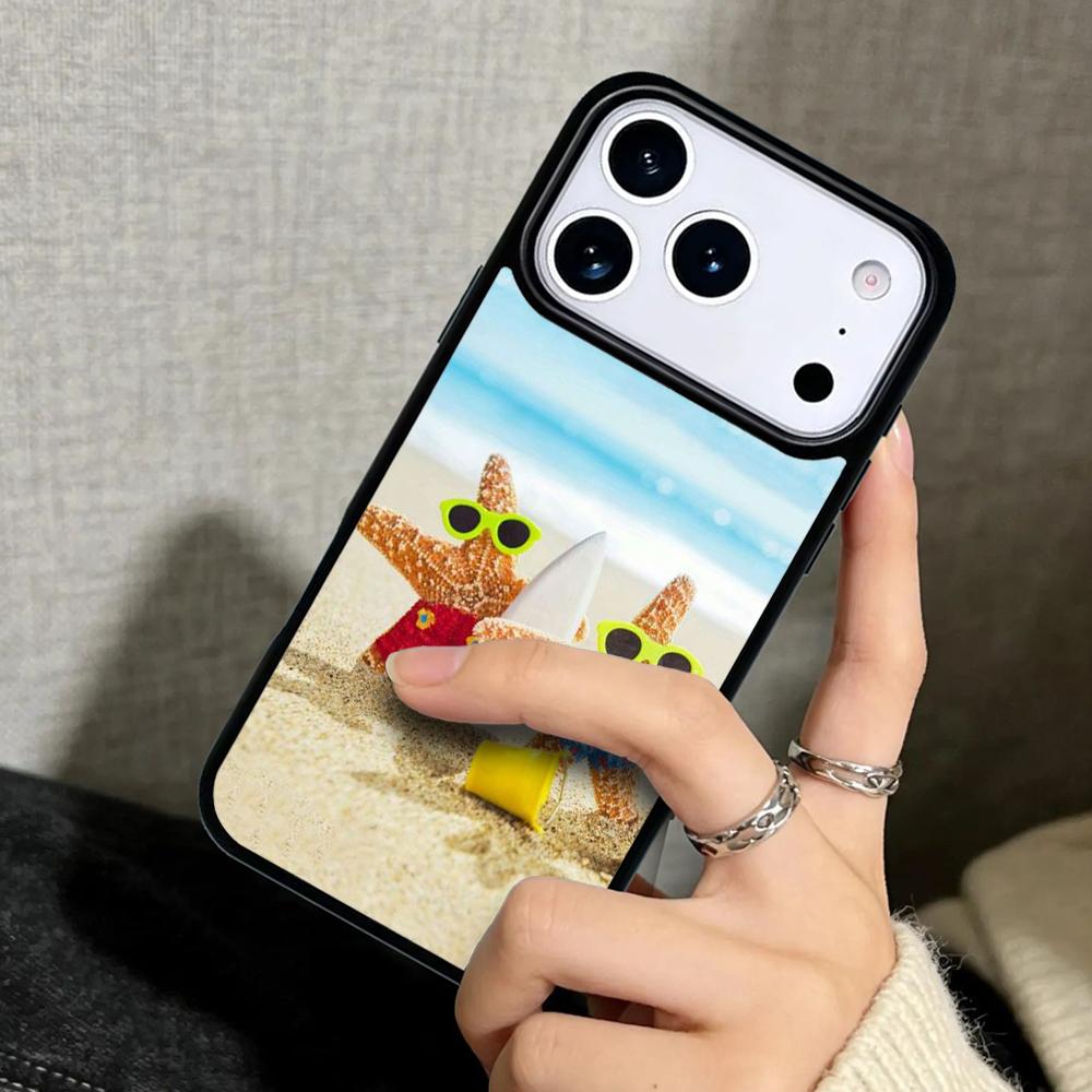 Чехол Case для iPhone 17 Air 16 Pro Max 15 Plus 11 13 Mini 14 12 Задняя крышка телефона Летний пляж Расслабление Морская звезда Океан Небо Солнце