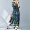 Dimanaf 2024 Plus Size Dress Women Summer V-Neck Sundress Bohemian Floral Print Loose Big Oversize Maxi Dress 5484