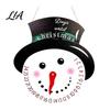 Wooden Christmas Countdown Calendar, Reusable Days Until Door Hanging Sign, Cute Cartoon Decor Vintage Round Wreath Hanger for Holiday Wall