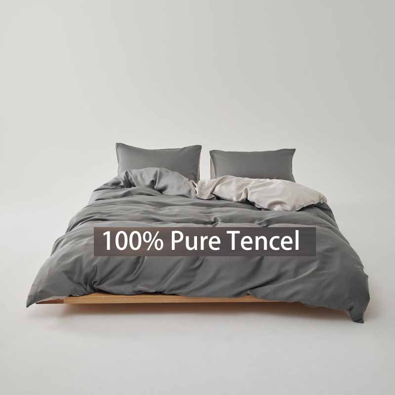Роскошный комплект постельного белья из лиоцелла Tencel из 4 предметов: мягкая простыня на резинке и пододеяльник и наволочки, дышащее постельное белье для комфорта как в отеле