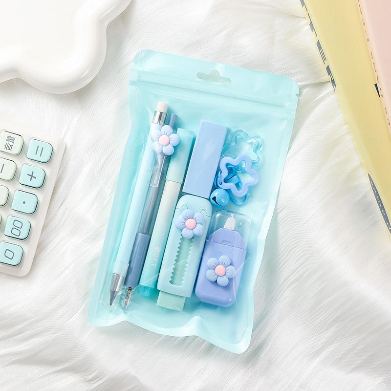 7 шт./комплект Серия «Цветы» Набор канцелярских ластиков Милый подарочный набор для учеников Набор для учебы Практичная награда Маленький подарок для детей