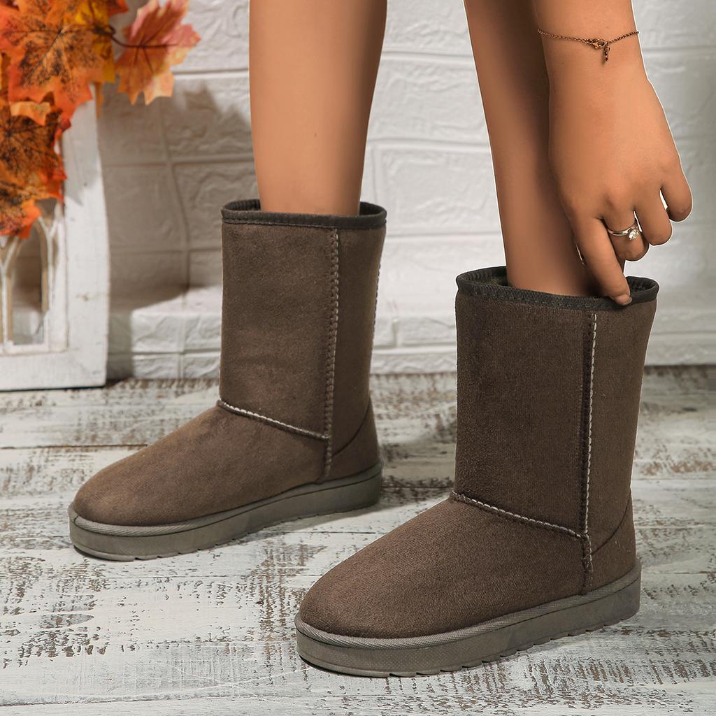 Fashion Women Ankle Boots Plush Warm Short Tube Thick Soled Snow Boots 2024 Autumn/winter New Simple Retro Platform Casual Cotton Boots