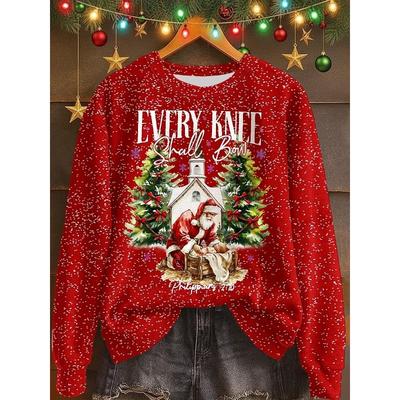 Женская футболка-пуловер с животным принтом, с круглым вырезом, с длинным рукавом, модный повседневный топ, рождественская одежда