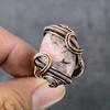 Natural Rhodochrosite Gemstone Copper Wire Wrap Gift Jewelry Ring Size 9 y1K05