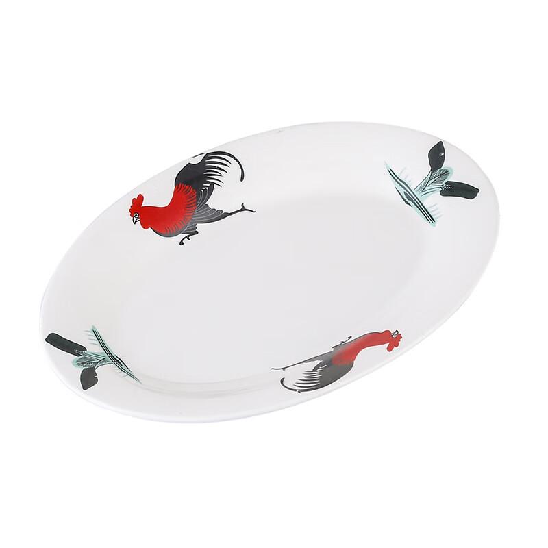 ZISIZ Traditional Rooster Ceramic Fish Plate Set