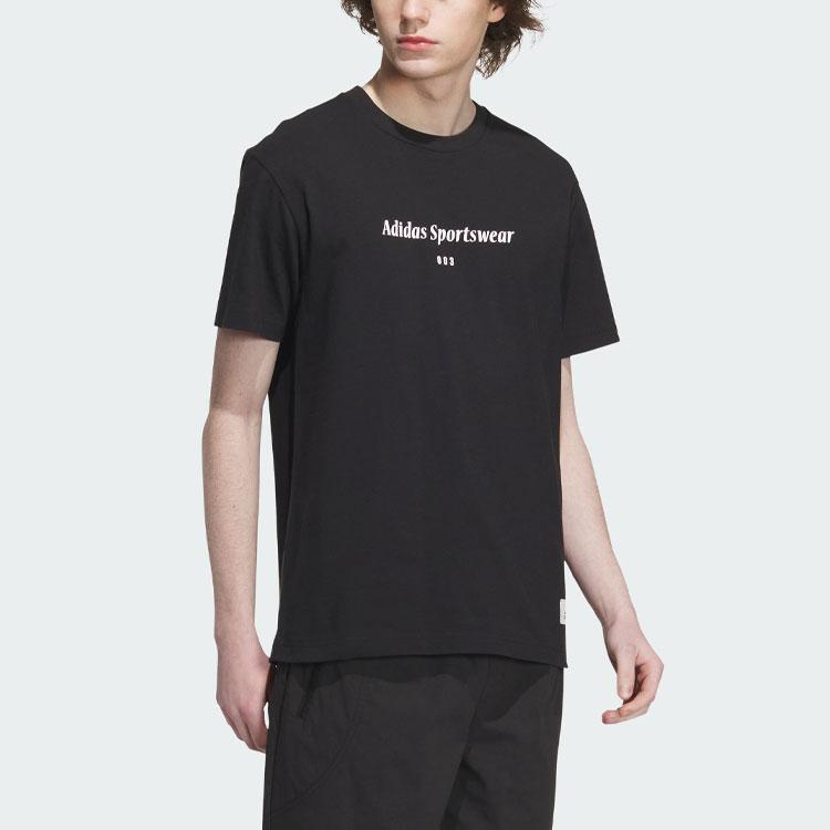 adidas Спортивная футболка с рисунком для отдыха, мужские топы, черный IP4991