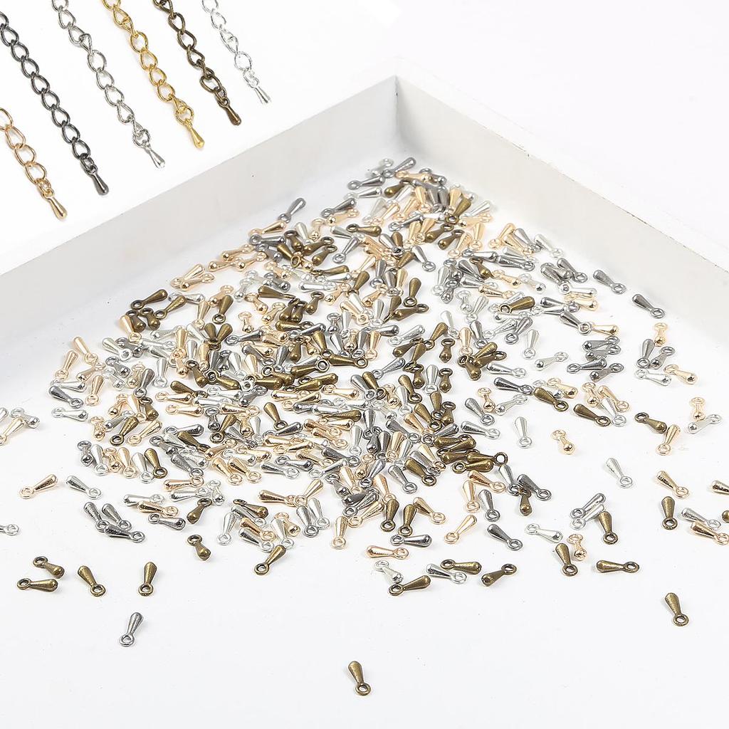 100pcs 2x7mm Water Droplets Cord for DIY Necklace Bracelet Crimp Ends Extended Extension Chains Tails Clasp