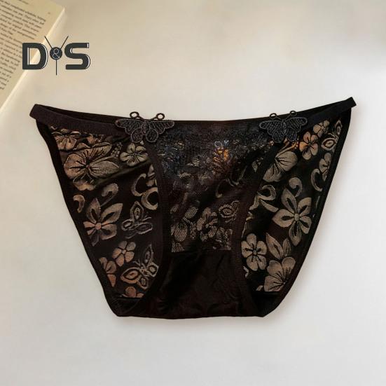 Женские трусики, прозрачные кружевные цветочные вышивки, аппликация, мягкая сетка, хлопковая промежность с низкой талией, тонкие мягкие дышащие трусы с бантом, декор, женские трусы