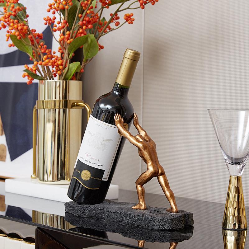 European Luxury Resin Wine Rack Ornament for Home & Study Decor