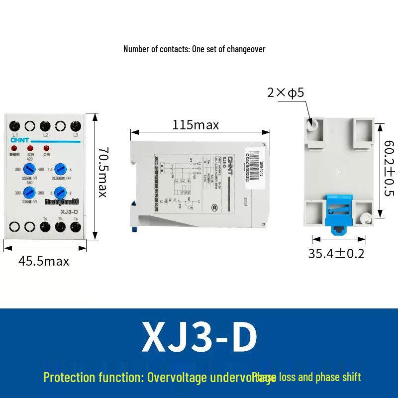 Реле чередования фаз и отсутствия фазы Chint XJ3-G-D AC380V для трехфазных двигателей