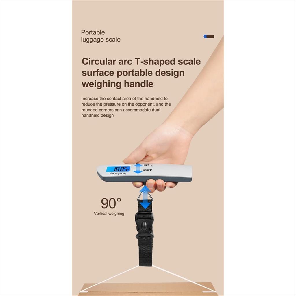 BHBL 50kg Portable Luggage Scale High Precision Blue Backlight Travel Digital Hanging Scales LCD Display Electronic Fishing