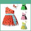 Детское летнее платье The Croods на Хэллоуин из хлопковой ткани с matching повязкой на голову