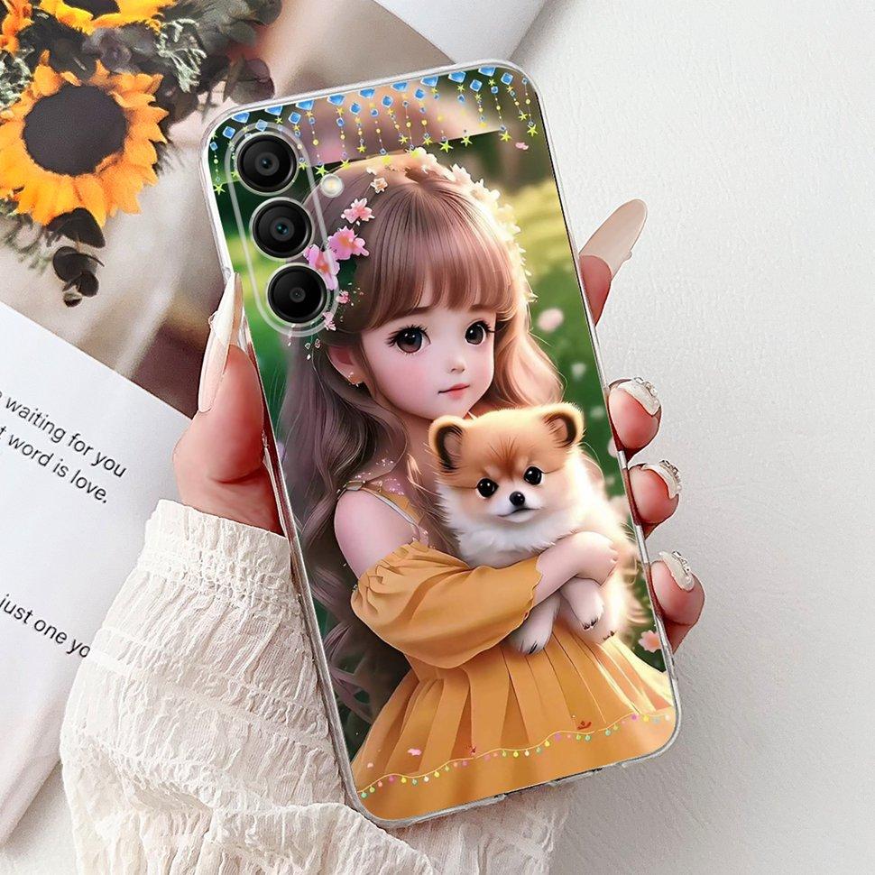 Phone Cases For Samsung Galaxy A15 Case Love Cat Soft TPU Back Cover For Samsung A15 GalaxyA15 Case Shockproof Funda