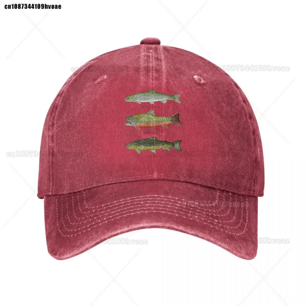Коричневая Радужная Форель Триада Бейсболка Унисекс Потертая Стиранная Snapback Кепка Рыбалка Нахлыст На Открытом Воздухе Бег Гольф Кепки Шляпа