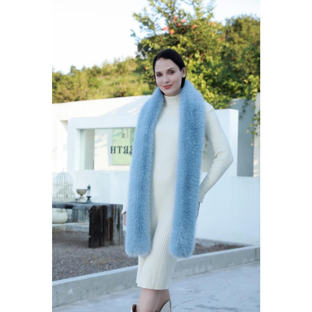 Шарф из искусственного лисьего меха Универсальный шарф из искусственного меха для женщин Шарф на шею из искусственного енотового меха для зимы