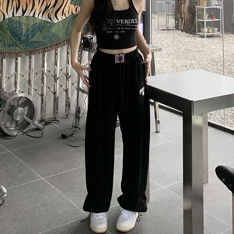 Женская одежда Спортивные штаны для бега Большие размеры Harajuku Мешковатые спортивные брюки Kpop Прямые широкие брюки Корейский стиль Мода