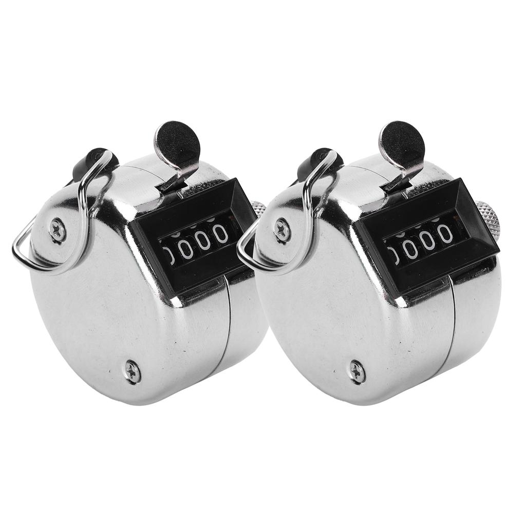2Pcs Hand Tally Manual Knob Counter Stainless Steel 09999 for Workshop Inventory