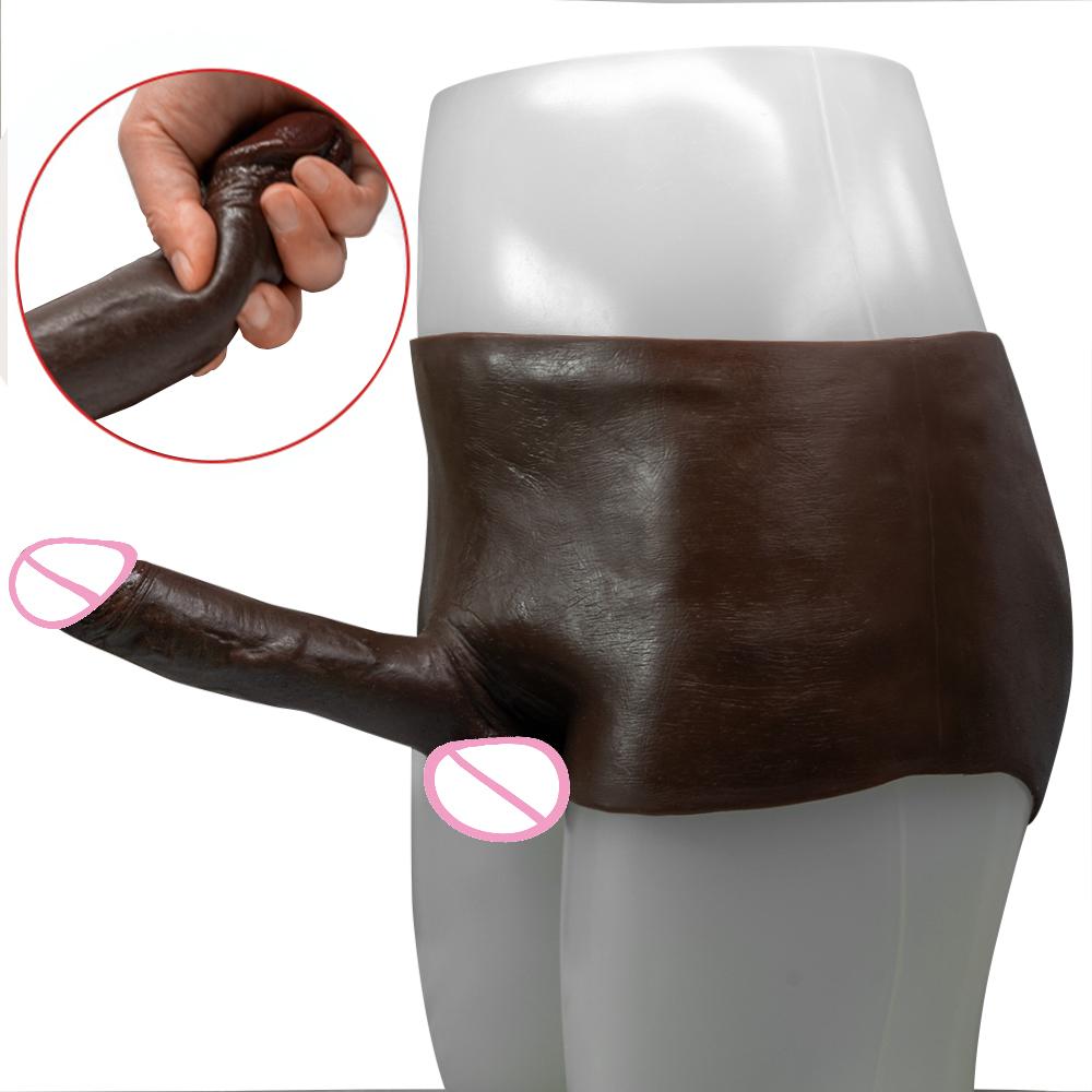 XXL Силиконовые трусы-дилдо на ремешке – Реалистичный цельный дилдо с эластичным нижним бельем, носимый пенис для пар и соло-игры