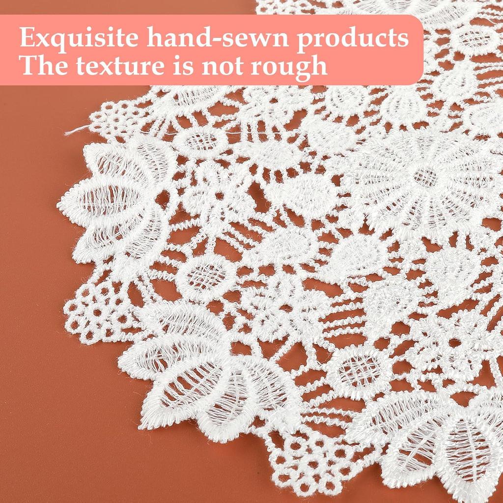 White Vintage Crochet Doilies 6 Inches Round Cotton Handmade Lace Placemats Doilies for Tables Kitchen Dining Room Party Wedding Birthday Dressers