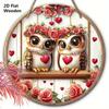 Деревянная табличка на День святого Валентина с очаровательной парой сов и узором из роз, круглая табличка для декора на стену или входную дверь, идеальный подарок на День святого Валентина